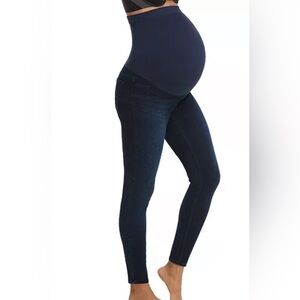 Spanx Women's Maternity Skinny Jeans Blue Over Belly Panel Size M